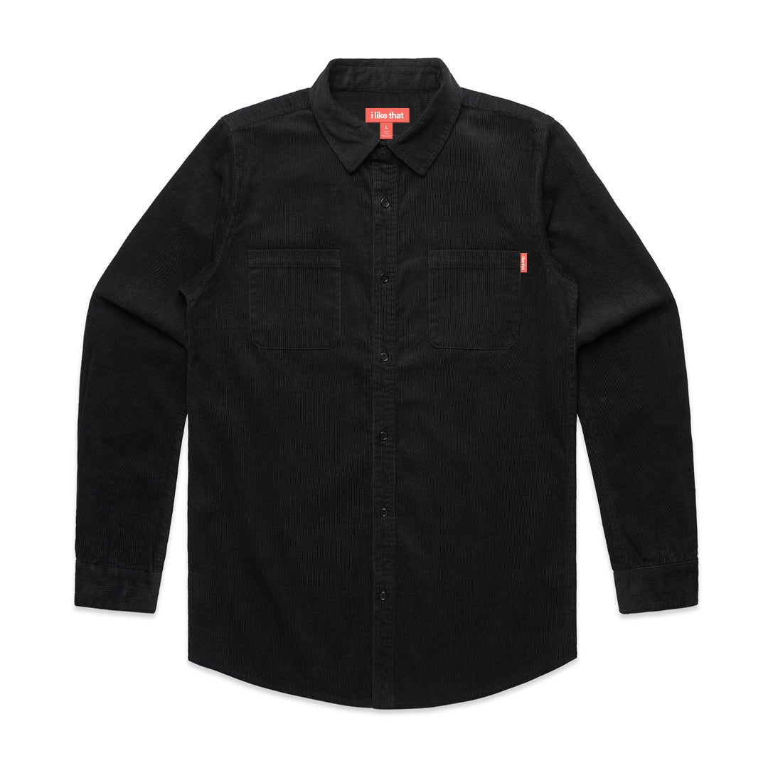 i Like That Corduroy Button-Up Shirt in Black