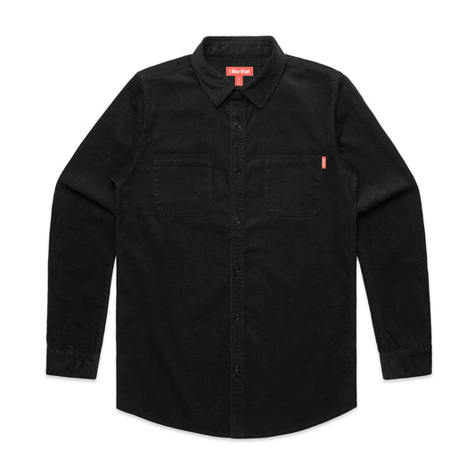 i Like That Corduroy Button-Up Shirt in Black