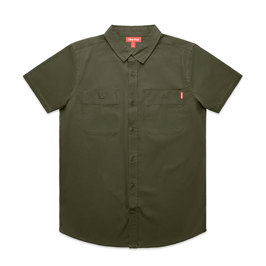 i Like That Short Sleeve Button-Up in Army