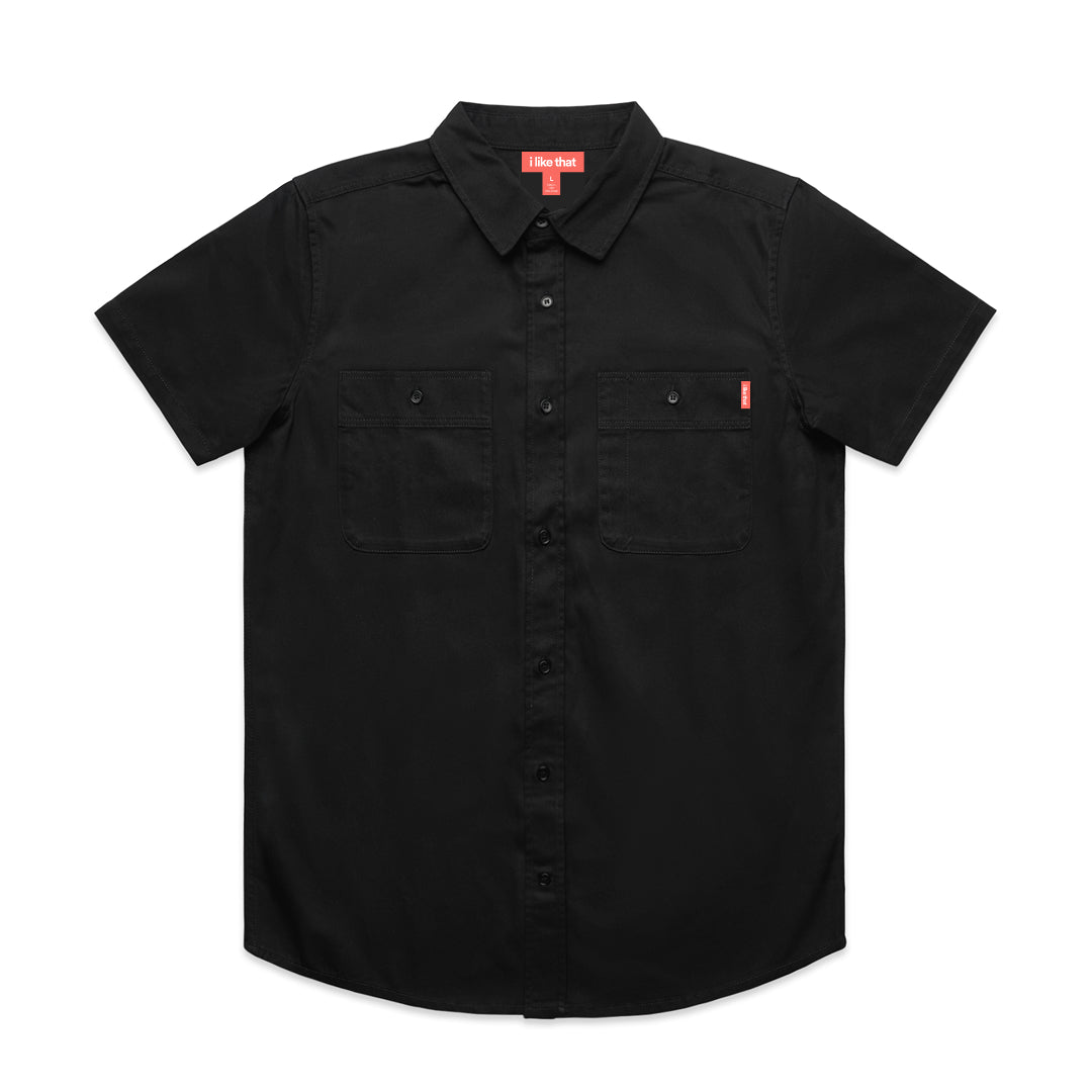 i Like That Short Sleeve Button-Up in Black