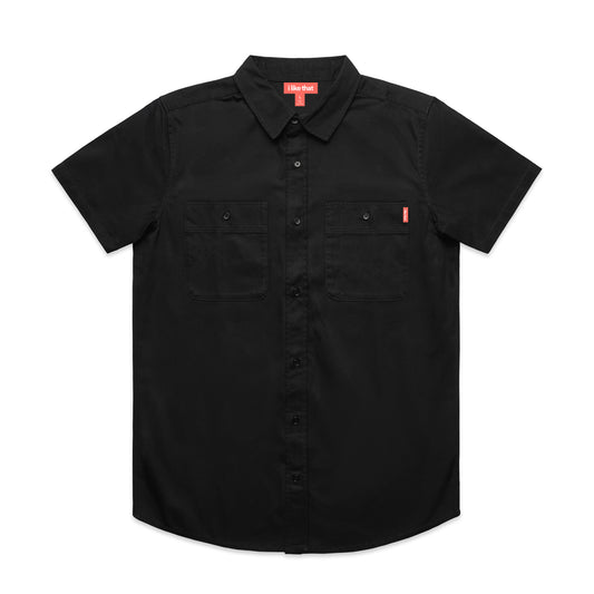 i Like That Short Sleeve Button-Up in Black