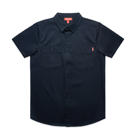 i Like That Short Sleeve Button-Up in Navy