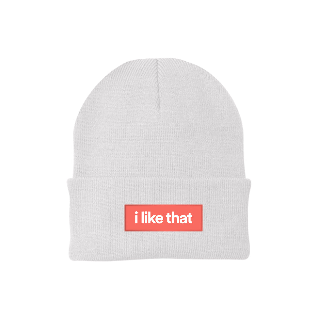 i Like That Cuff Knit Beanie White – Signature Builder Fit